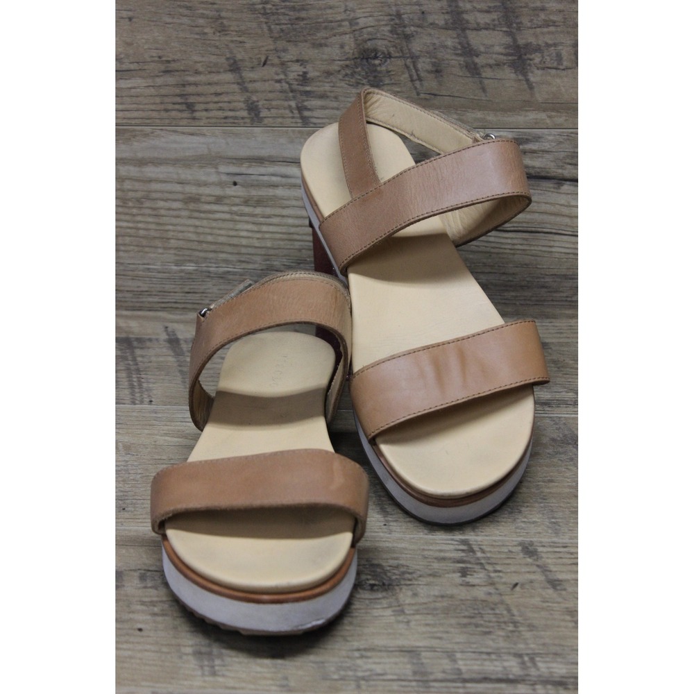 Nisolo Women's Platform Heel Strap Sandals 10 Tan Leather Casual Boho Summer